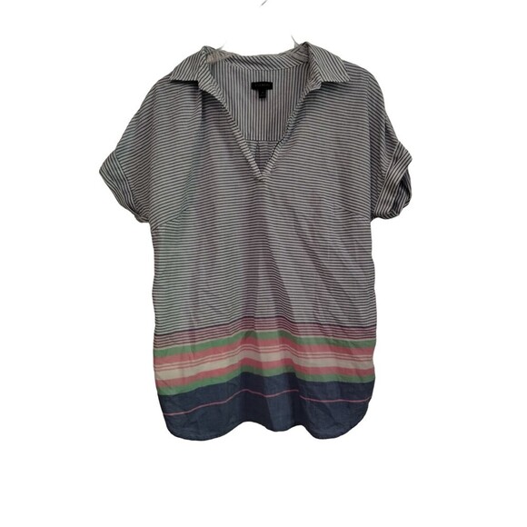 Talbots Blue and white light weight color block blouse - Picture 1 of 6